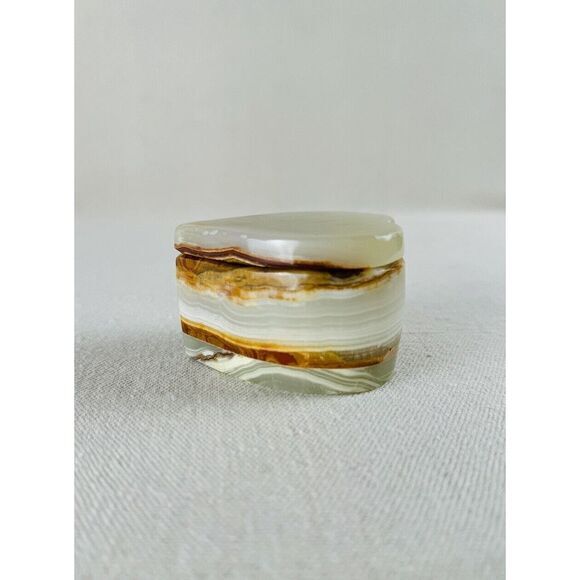 Heart Shape Green Brown‎ Onyx Trinket Jewelry Box - Picture 3 of 8